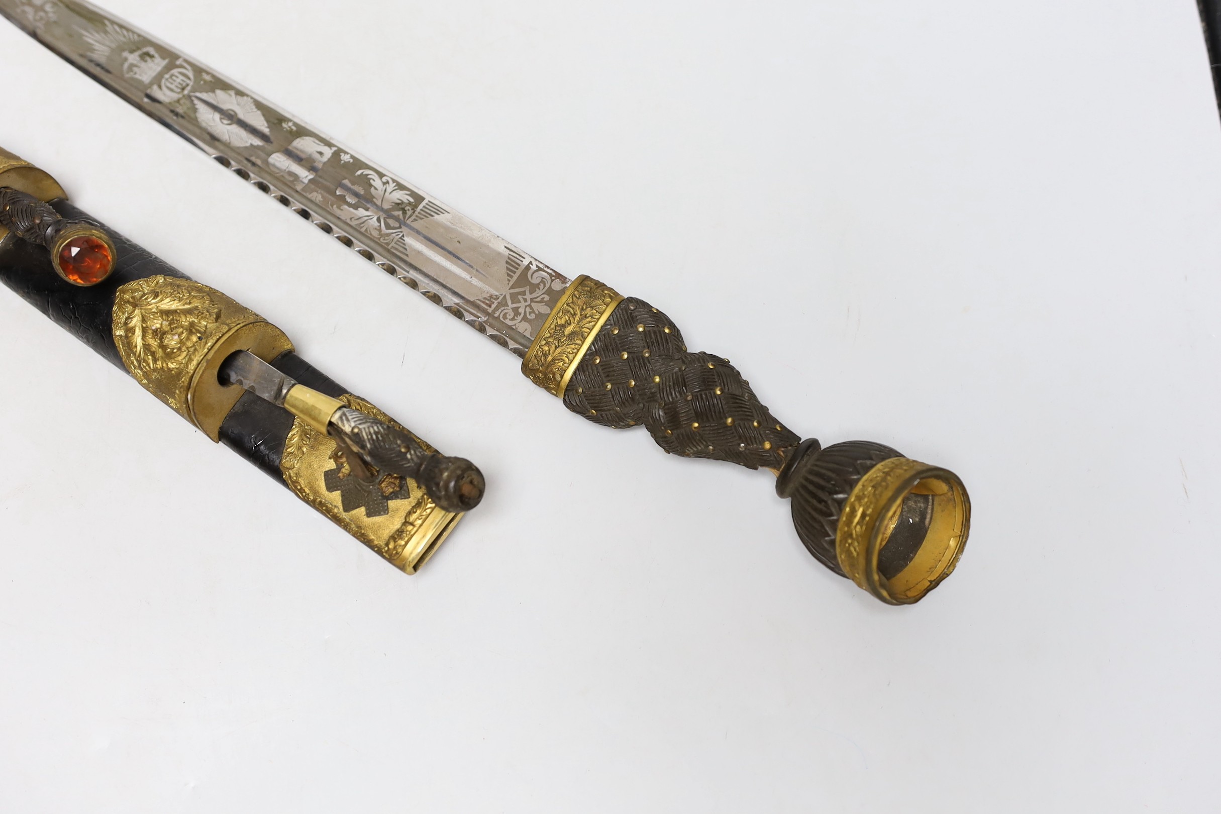 A Victorian Scottish dirk, Cairngorm lacking, 48cms long